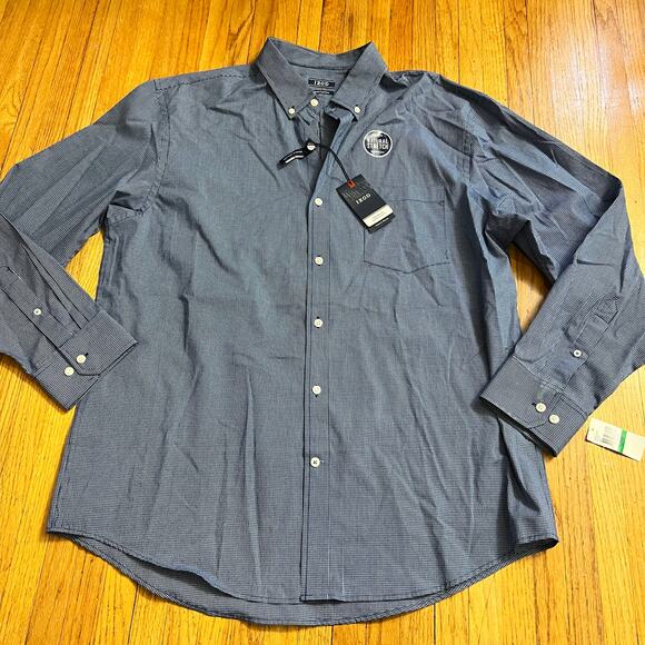 IZOD Shirt Mens Large Blue Plaid Button Up Long Sleeve Stretch - Picture 1 of 9